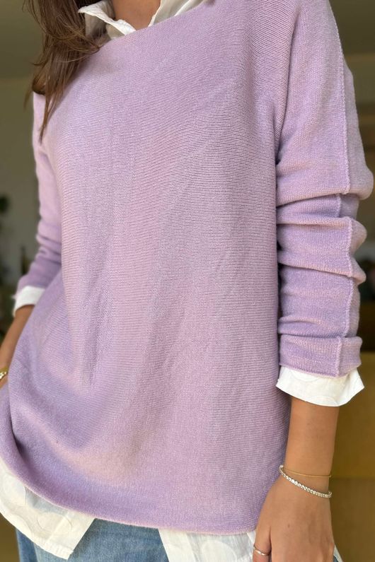 Made in Italy Conrad Body Skim Knit Jumper Lavender 